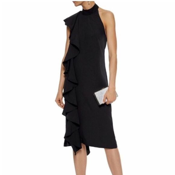 Walter Baker Black One Shoulder Halter Dress.Size L - Picture 1 of 13
